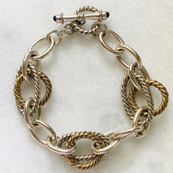 Oval Chain Link Bracelet Silver/Gold - Picture 1 of 7